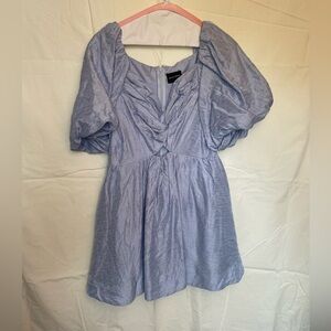 Elegant Blue Puff Sleeve Dress